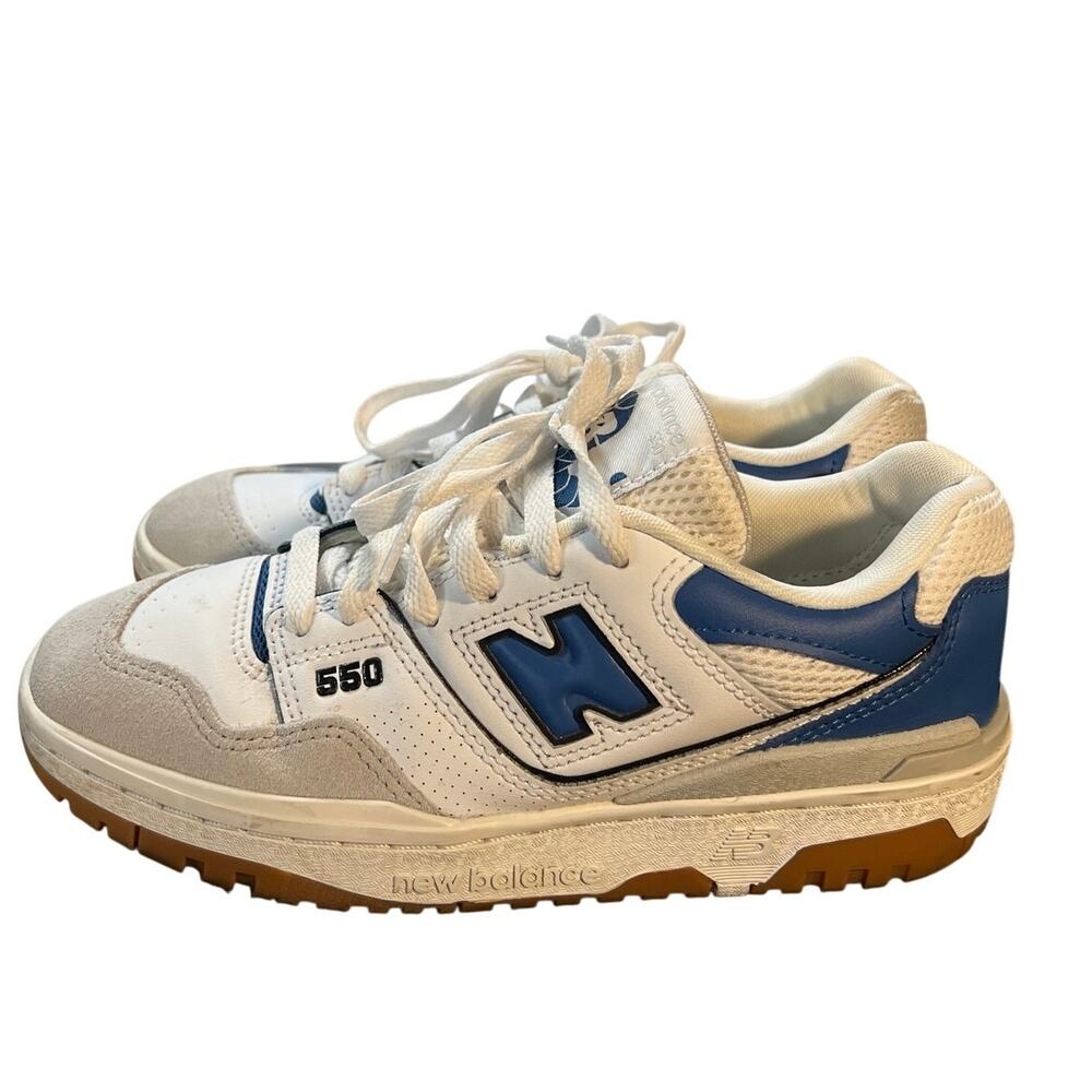 New Balance 550 White Blue Gum Sneakers Big Kids Size 5.5 Women’s 7 Retro - Picture 4 of 11